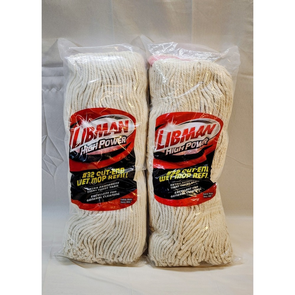 🔥 Two (2) LIBMAN High Power #32 Cut-End Wet Mop Refills 🔥